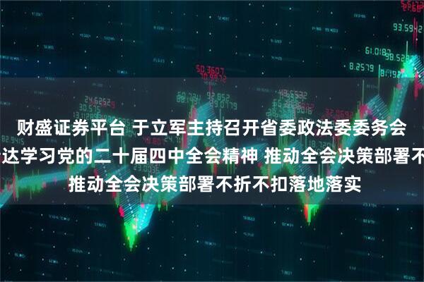 财盛证券平台 于立军主持召开省委政法委委务会（扩大）会议 传达学习党的二十届四中全会精神 推动全会决策部署不折不扣落地落实
