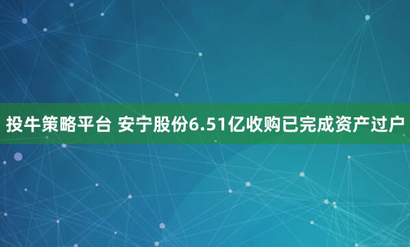 投牛策略平台 安宁股份6.51亿收购已完成资产过户